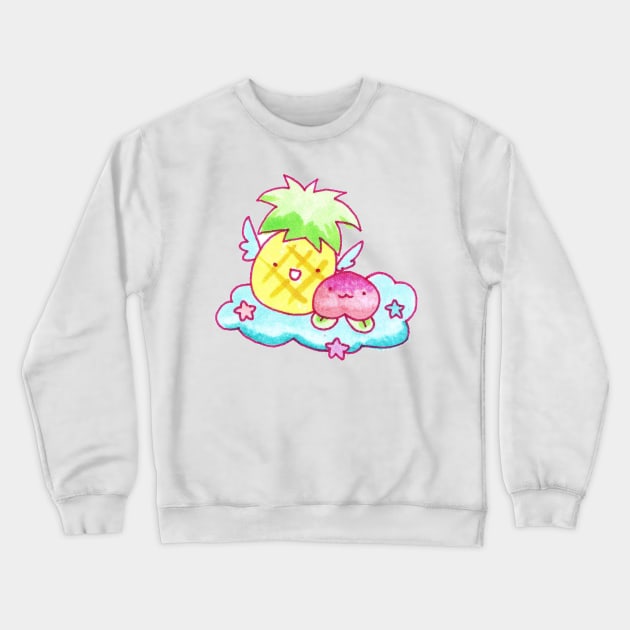 Pineapple and Peach Fruit Angels Crewneck Sweatshirt by saradaboru